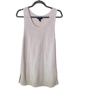 GAP Cotton Oatmeal Knit Sweater Tank Top M Lightweight Knit Neutral Layering